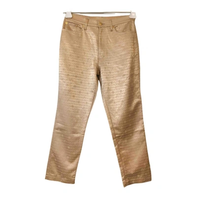 Pre-owned Roccobarocco Straight Pants In Gold