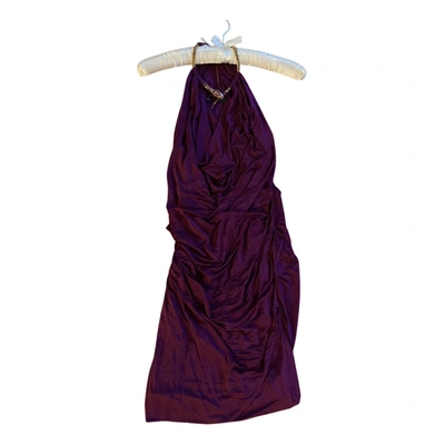 Pre-owned Roberto Cavalli Mini Dress In Purple