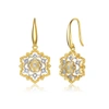 Rachel Glauber Rhodium And 14k Gold Plated Cubic Zirconia Hook Earrings In Two-tone