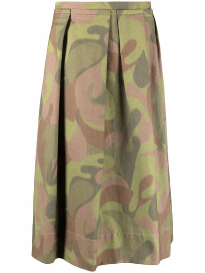 Marni Inverted-pleat Detail Skirt In Green
