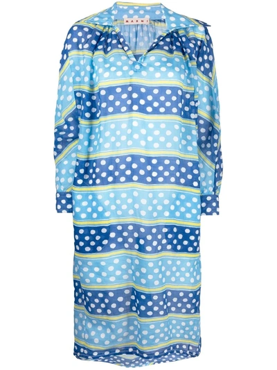 Marni Striped Polka Dot Dress In Multi