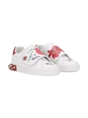 Dolce & Gabbana Kids' Floral-painted Touch-strap Sneakers In White