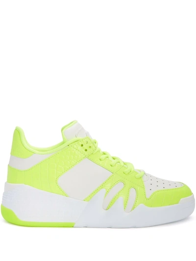 Giuseppe Zanotti Men's Talon Neon Moc-croc High-top Sneakers In White,fluo