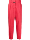 Brunello Cucinelli Paperbag-waist Cropped Trousers In Red