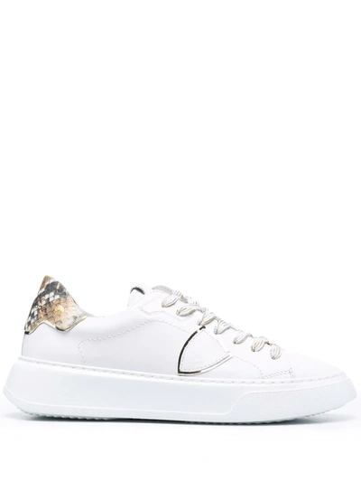 Philippe Model Paris Temple Veau Python Low-top Sneakers In White