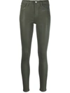 L AGENCE COATED SKINNY-FIT TROUSERS