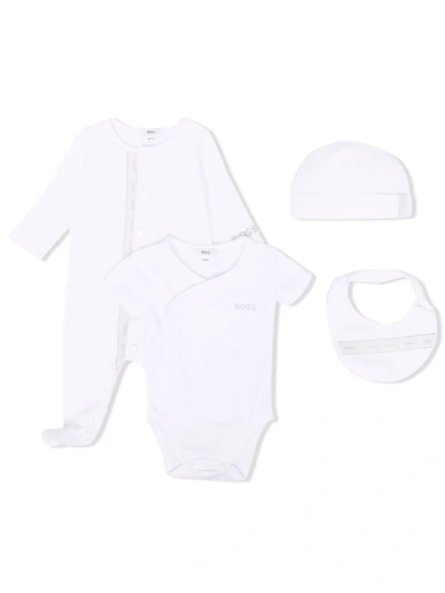 Bosswear Babies' Logo-print Cotton-blend Bodysuit In White