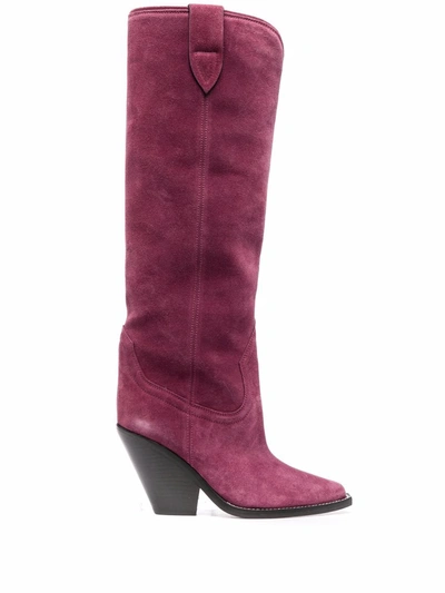 Isabel Marant Lomero Leather Boots In Purple