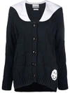 Ganni Sailor-collar Intarsia-knit Cardigan In Blue