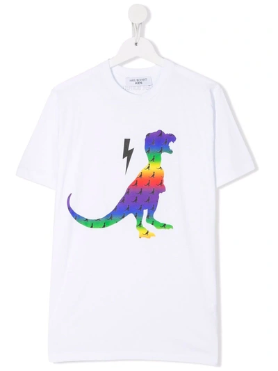 Neil Barrett Kids' Graphic-print Cotton T-shirt In White