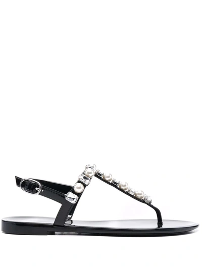 Stuart Weitzman Goldie Crystal Embellished Sandals In Black