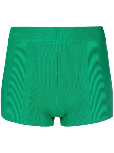 Jacquemus Le Short Basgia Green Ribbed Shorts
