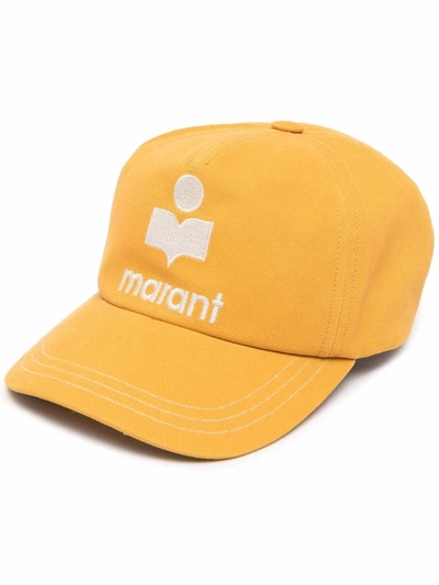 Isabel Marant Tyron Logo刺绣棉质棒球帽 In Yellow
