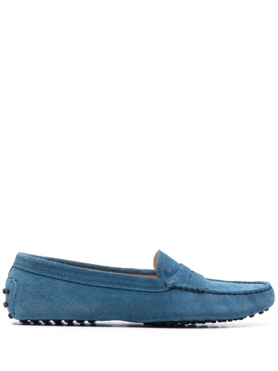 Tod's Penny-slot Suede Loafers In Blue