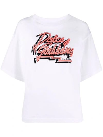 Dolce & Gabbana Jersey T-shirt With “dolce Gabbana” Print In White