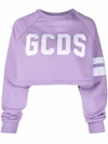 Gcds Logo-print Cropped Sweatshirt In Purple