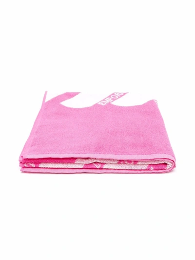 Emporio Armani Kids' Logo-print Cotton Towel In Pink