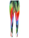 Attico Jamie Spectrum Printed Stirrup Pants In Green