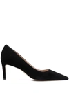Stuart Weitzman Pointed-toe 75mm Leather Pumps In Schwarz