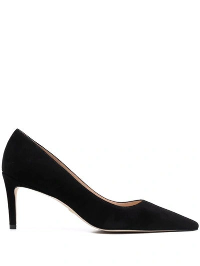 Stuart Weitzman Pointed-toe 75mm Leather Pumps In Black