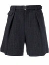 EMPORIO ARMANI TEXTURED BELTED TAILORED SHORTS