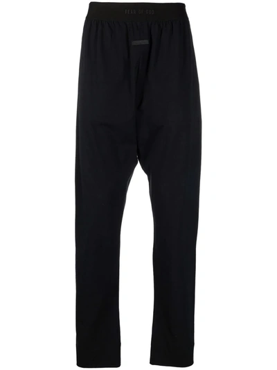 Fear Of God Relaxed Fit Elastic Waist Logo Jacquard Lounge Pants In Black