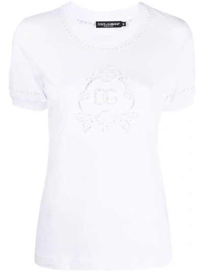 Dolce & Gabbana Broderie-anglaise Cotton T-shirt In White