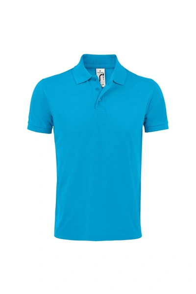 Sols Mens Prime Pique Plain Short Sleeve Polo Shirt In Blue