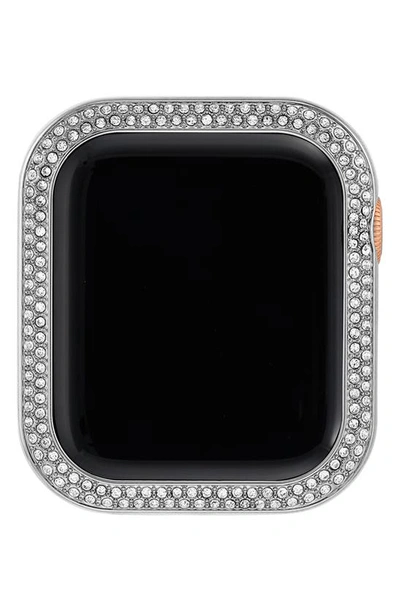 Anne Klein 44mm Apple Watch Metal Protective Bumper In Silver With Crystal Accents
