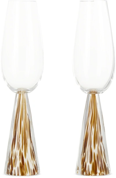 Stories Of Italy Tan & Off-white Tempo Flutes Set In Topaz & Ivory