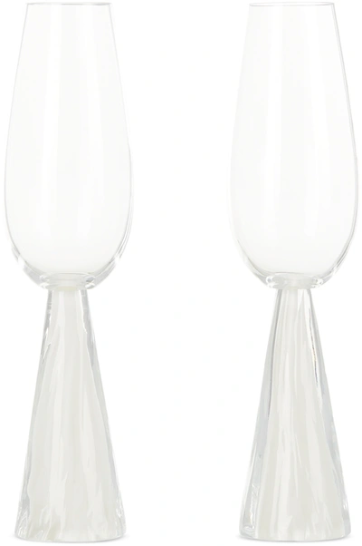 Stories Of Italy Transparent & Off-white Tempo Flutes Set In Ivory