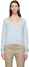 Sportmax Blue Fatuo V-neck Sweater In Gnawed Blue
