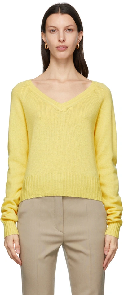 Sportmax Relaxed Fit Wool And Cashmere Sweater In Yellow