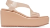 Gianvito Rossi Plexi Napa Wedge Platform Sandals In Praline+peach