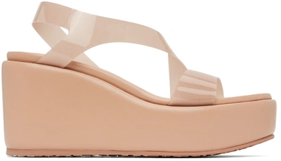 Gianvito Rossi Plexi Napa Wedge Platform Sandals In Praline+peach