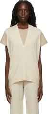 Frenckenberger Off-white Deep V-neck Vest In 1 Chalk