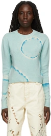 The Elder Statesman Molecule Tie Dye Cashmere Crop Sweater In Ivory