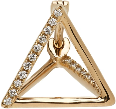 Shihara Gold Diamond Triangle Single Earring In Yellow Gold