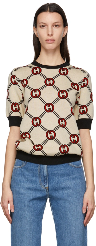 GUCCI BEIGE REVERSIBLE INTERLOCKING G WOOL SWEATER