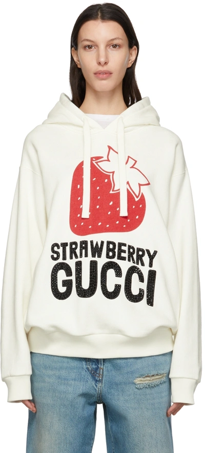Gucci Logo-print Drawstring Hoodie In White