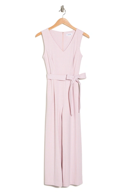 Calvin Klein Polka Dot Belted Jumpsuit In Petal/ White ModeSens