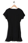 Donna Morgan Ruffle Hem Short Sleeve Dress In Black