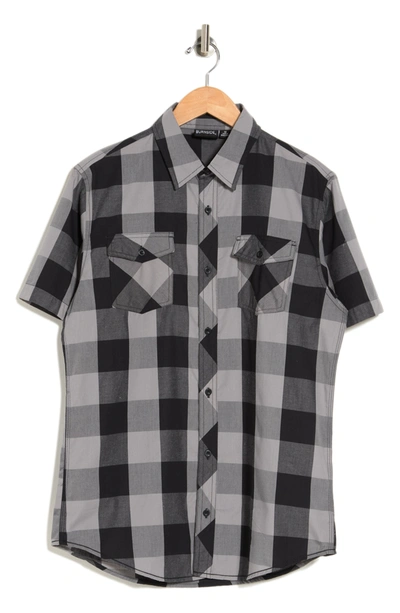 Burnside Short Sleeve Plaid Shirt In Black/white