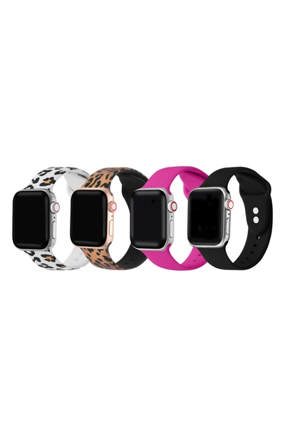 Posh Tech Assorted 4-pack Silicone Apple Watch® Watchbands In White/ Rose Gold/ Pink/ Black