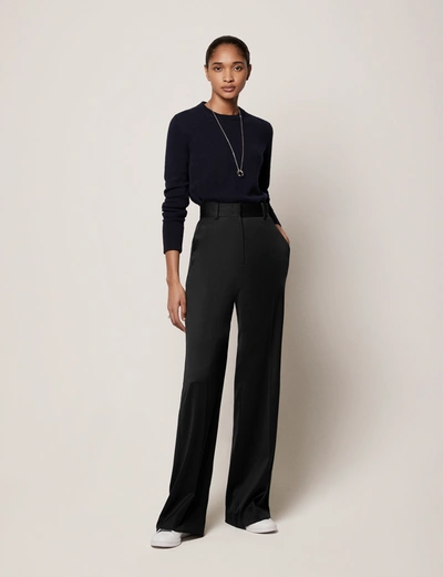 ANOTHER TOMORROW WIDE LEG SUIT PANT,A321PT013-WV-BLK46