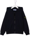 Stone Island Zip-up Hooded Jacket In Blue