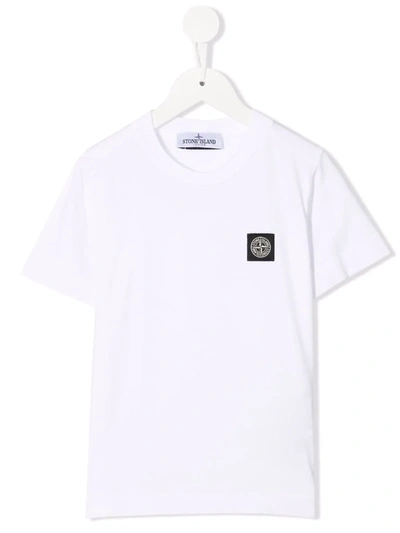 Stone Island Junior Teen Short Sleeve Cotton T-shirt In White