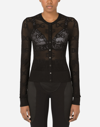 Dolce & Gabbana Open-work Cardigan With Jacquard Logo In Black