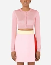 Dolce & Gabbana Button-up Cropped Silk Cardigan In Pink