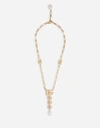 Dolce & Gabbana Necklace With Dg Logo Pendant And Pearl Embellishment In Gold